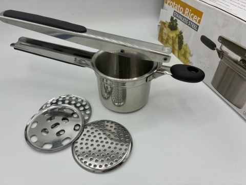 Praska do ziemniaków STALowa + 3 wymienne sitka – Solidna i XXL!