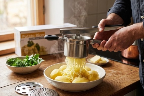 Praska do ziemniaków STALowa + 3 wymienne sitka – Solidna i XXL!