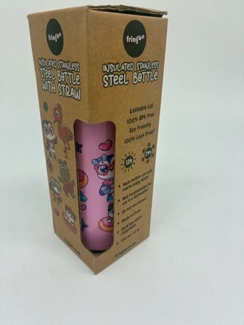 Bidon dla Dziecka 350ml Różowy | Szczelny | Blokada | Zwierzątka