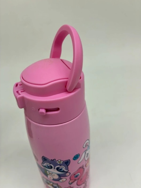 Bidon dla Dziecka 350ml Różowy | Szczelny | Blokada | Zwierzątka