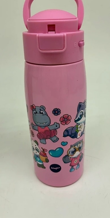 Bidon dla Dziecka 350ml Różowy | Szczelny | Blokada | Zwierzątka