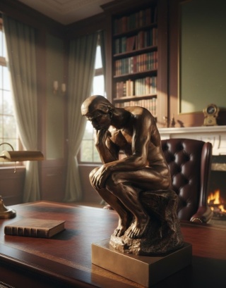 Ekskluzywna Rzeźba Brąz MYŚLICIEL Duża 30cm Stan Gabinetowy