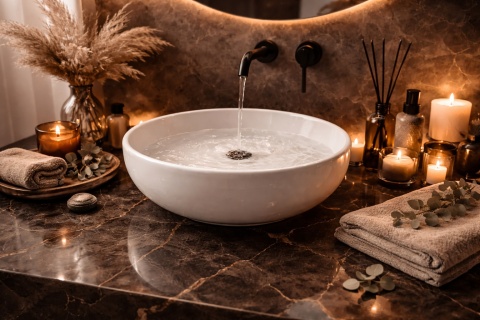 Umywalka Nablatowa Ceramiczna Okrągła – Śnieżnobiała Elegancja 36cm