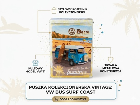 Puszka Kolekcjonerska Vintage "Volkswagen Bus Surf Coast" – Gotowa na Lato