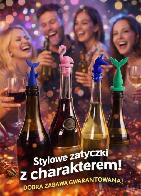 Silikonowy Korek do Wina – Jednorożec / Rekin / Flaming | Hit Imprezy
