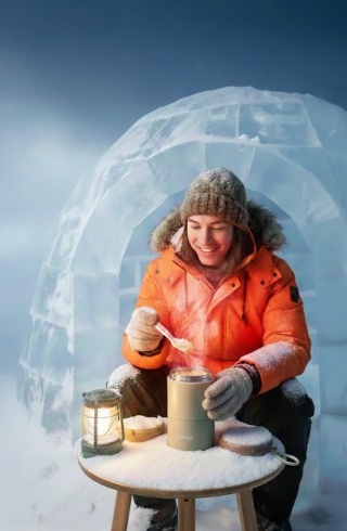 Termos Obiadowy 500ml Mint & Brown + SKŁADANA ŁYŻECZKA | Zestaw | Trzyma Ciepło