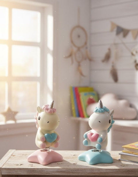 Urocze figurki jednorożców na sprężynce – zestaw 2 szt. idealny na prezent!