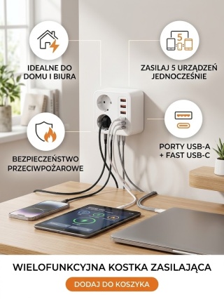 Wielofunkcyjna Kostka Zasilająca 5-w-1 – Twoje centrum dowodzenia energią