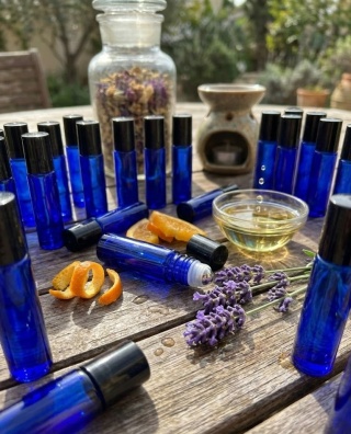 Zestaw 24x Butelka Roll-On 10ml Niebieskie Szkło + Metalowa Kulka