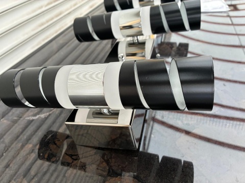 Zestaw 3 nowoczesnych kinkietów Black & Chrome – Designerskie oświetlenie ścienne