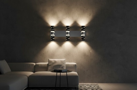 Zestaw 3 nowoczesnych kinkietów Black & Chrome – Designerskie oświetlenie ścienne