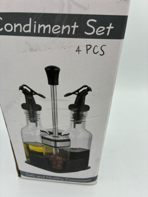 Zestaw Dozowników 4w1: Oliwa, Ocet, Przyprawy Sypkie + Stojak