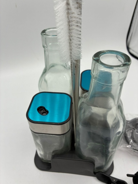 Zestaw Dozowników 4w1: Oliwa, Ocet, Przyprawy Sypkie + Stojak